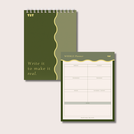 Green Waves Notepad + Weekly Planner