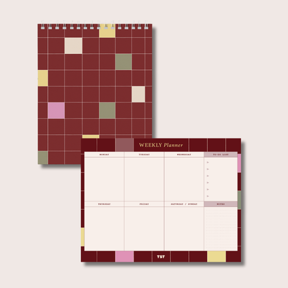Wine Grid Notepad + Weekly Planner
