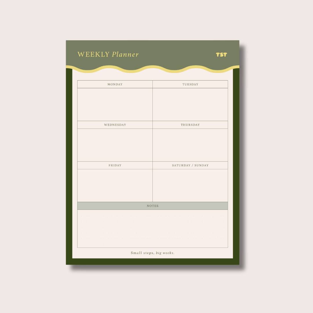 Green Waves Notepad + Weekly Planner